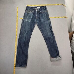 Gustin Selvedge Jeans Mens Blue Slim Tapered Button Fly Denim Fits 28x32